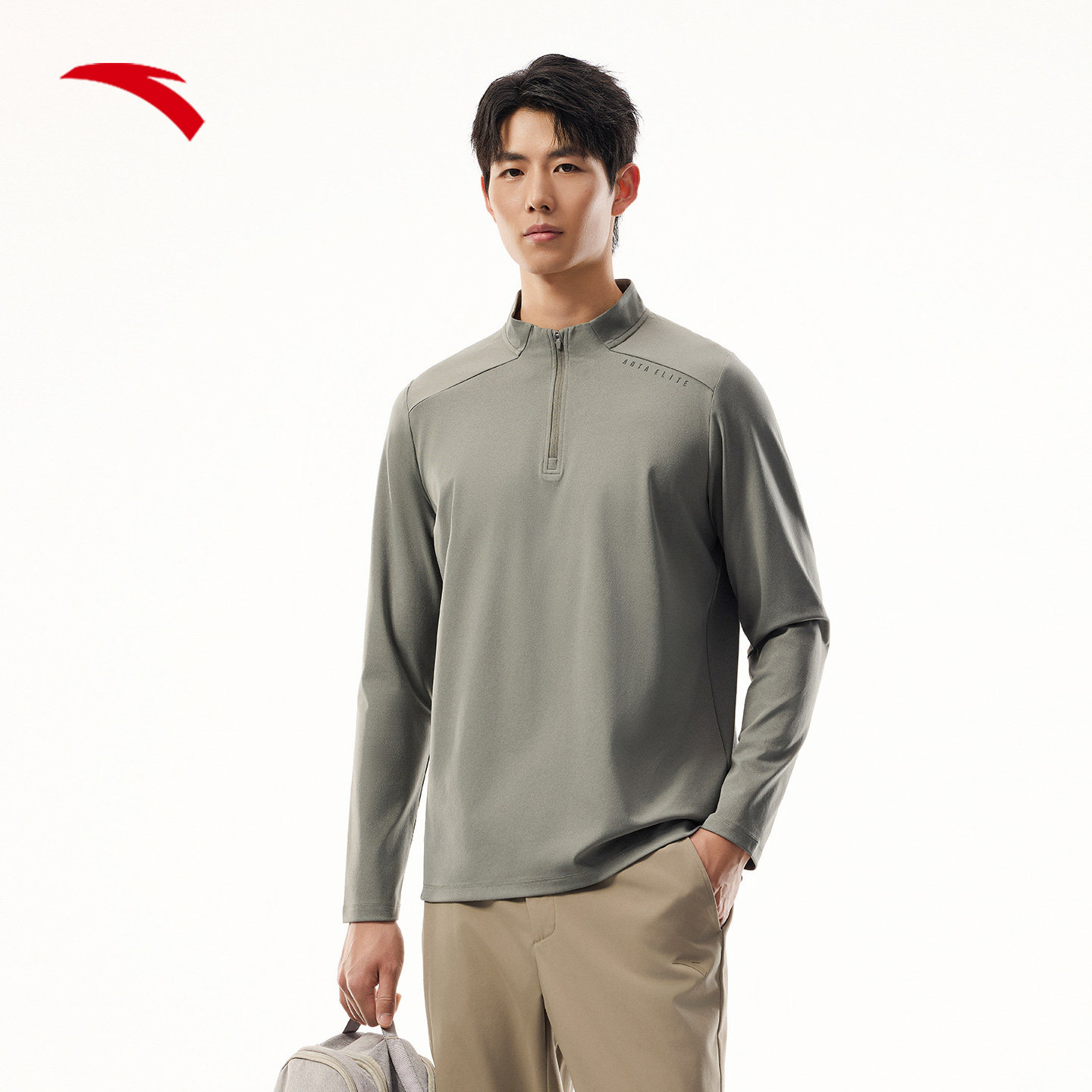 安踏半拉链防晒长袖t恤男士2026秋季新款商务通勤针织衫休闲上衣,淘宝优惠券,粉丝福利购,淘宝优惠卷