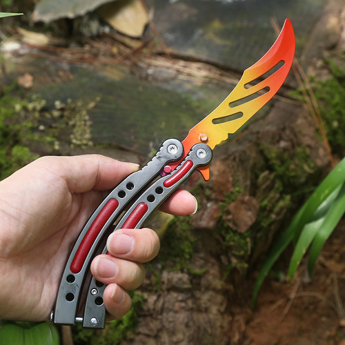 未开刃csgo周边蝴蝶刀爪子刀训练刀折叠刀甩刀练习刀全钢甩手耍刀 - 图1