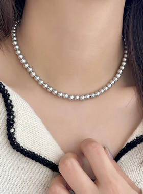 满圈正圆施家珍珠925纯银项链女2026新款高级感轻奢小众配饰45cm