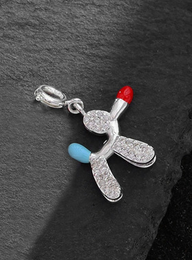 925纯银气球狗珐琅M豆吊坠项链女