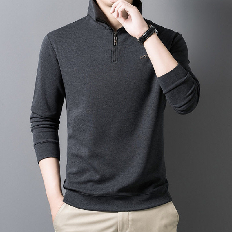 男士长袖T恤2025秋冬季新款中年翻领拉链polo衫男款卫衣打底衫,淘宝优惠券,粉丝福利购,淘宝优惠卷