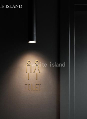 高档卫生间标识纯铜toilet引导牌