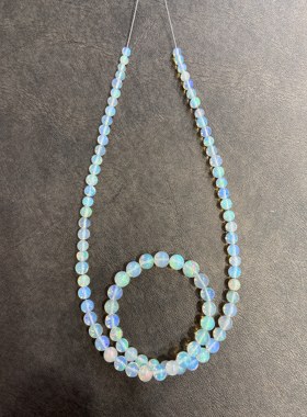 天然欧泊圆珠项链女轻奢小众设计高级感锁骨链颈链