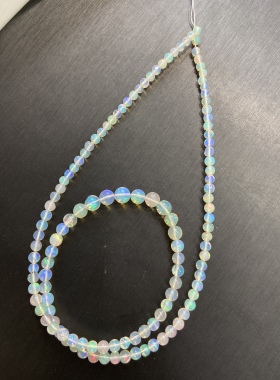 天然欧泊圆珠塔链彩欧泊项链蛋白石手链满火彩火欧泊吊坠