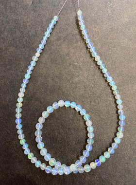 天然欧泊圆珠塔链项链彩欧泊锁骨项链