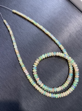 天然欧泊盘珠款半成品女款欧珀彩宝项链蛋白石火欧泊饰品礼物