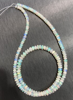 天然彩欧泊算盘珠随形塔链火欧泊炫彩色项链蛋白石荧光锁骨链