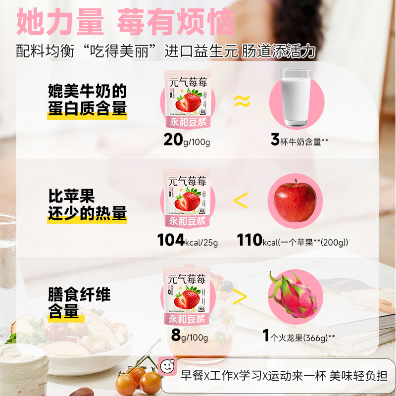永和豆浆元气莓莓风味豆浆粉营养儿童早餐冲饮175g*2