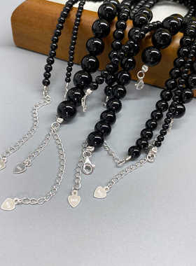 7A级fever同款天然锁骨链黑玛瑙