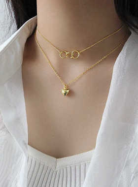 时尚心形高级双层锁骨链S925纯银