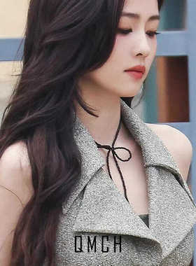 蝴蝶结小众设计白鹿同款黑色项链