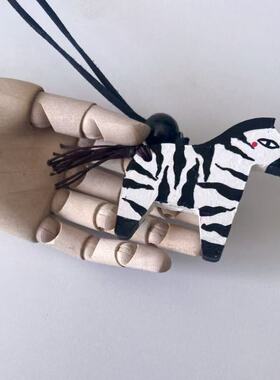 原创手绘涂鸦木质小马项链