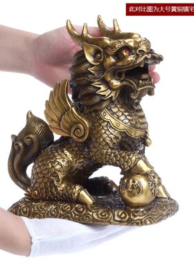 纯铜镇宅中式玄关麒麟摆件