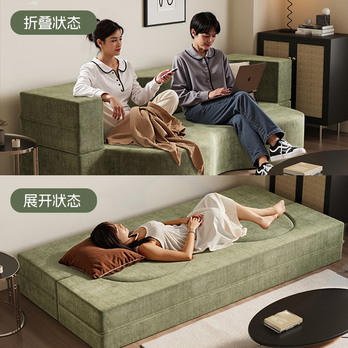 布艺压缩沙发床折叠一体两用2026新款客厅双人多功能沙发床榻榻米 - 图0