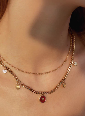 OKK可叠戴猫眼玛瑙古巴链项链