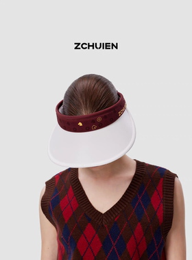 ZCHUIEN满印遮阳大帽檐空顶帽女户外度假出游防晒帽防紫外线帽子