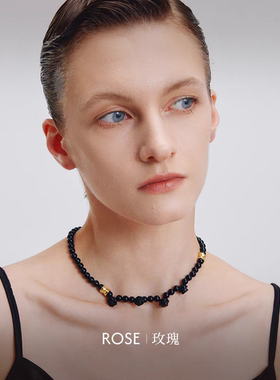 daartemis玫瑰系列玛瑙雕刻玫瑰CHOKER复古红色流行时尚颈链