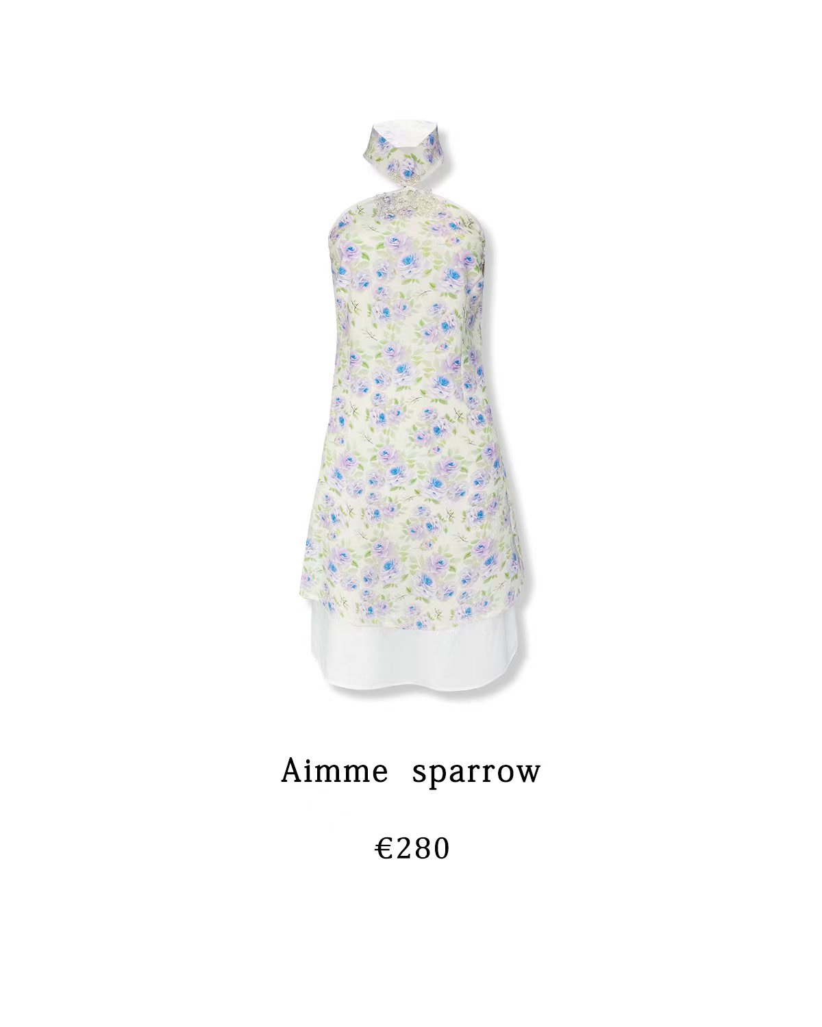 Aimme sparrow重工手工珍珠玫瑰花旗袍时尚优雅气质女裙修身显瘦 - 图3