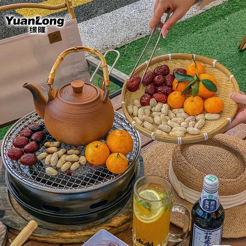 韩式烧烤炉家用碳烤炉商用烤肉炉木炭烤肉锅日式火盆圆形烤盘围炉 - 图2