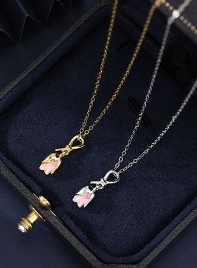 韩系郁金香项链纯银高级感锁骨链
