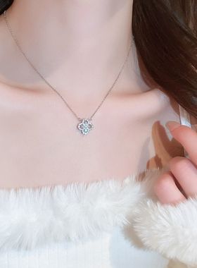纯银四叶草op项链女轻奢小众
