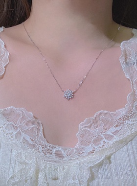 梦幻雪花项链纯银小众设计锁骨链
