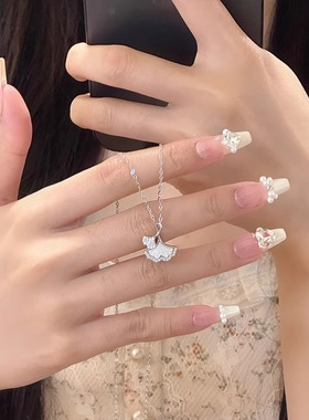 天然白贝母项链女款高级感吊坠