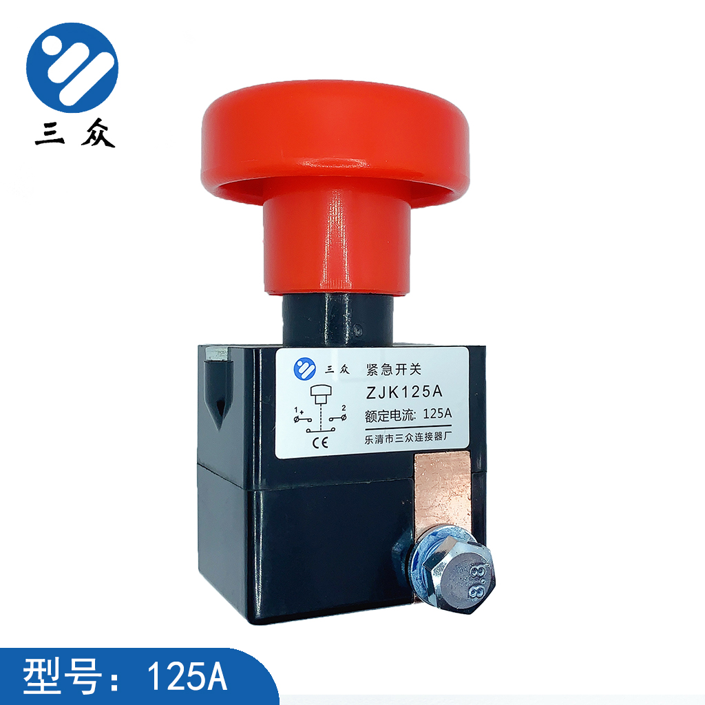 ED125A250A电动车叉车观光车直流急停断电开关蘑菇头紧急电源开关 - 图2