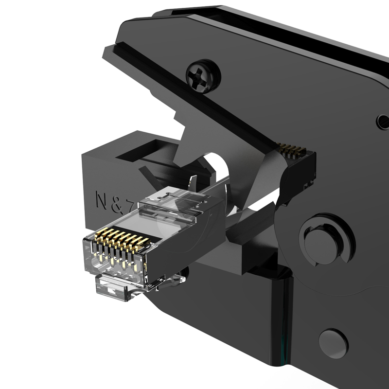 杭龙鑫七类水晶头网线钳超6六CAT7类带燕尾夹屏蔽水晶头专用压线钳 - 图2
