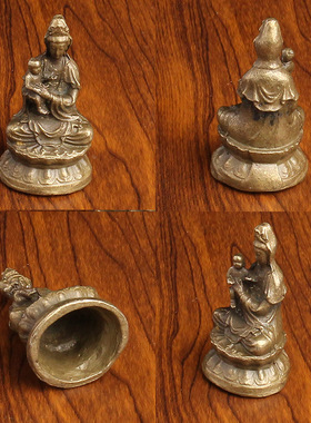 做旧送子观音摆件寺庙家居佛堂供奉铜器纯铜南海观音菩萨地摊批发