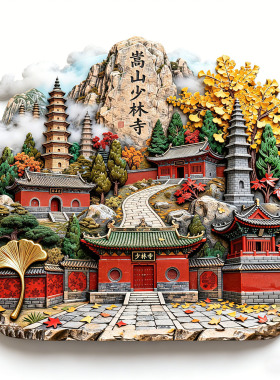【嵩山】景点金属立体浮雕冰箱贴门贴装饰旅游景区纪念品文创礼物