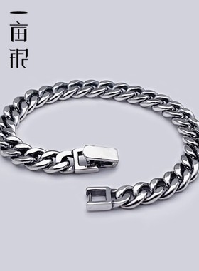 纯银环扣古巴手链简约实心个性