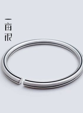 一亩银999足银男女款四维复古黑线手镯个性简约日常方便佩戴手饰