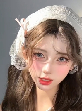 法式复古针织多巴胺三角巾头巾女