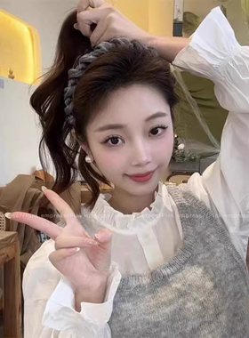 高级感珠光网纱发箍女2026新款