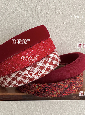 新年头饰红色发箍女秋冬压发发卡