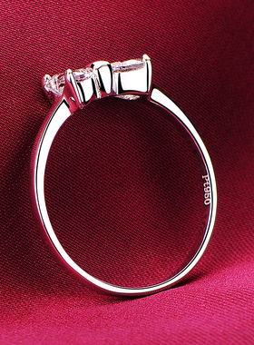 美国莫桑石心形带证书测钻笔婚戒