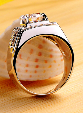 美国正品莫桑石戒指男测钻笔珠宝