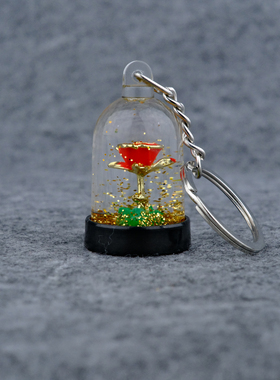 玫瑰花流沙钥匙扣书包挂件送女同学闺蜜朋友卡通可爱创意摆件礼物