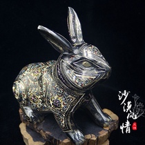 Pakistan Bronze Ware 6 Inch Color Dot Rabbit Pakistan Animal Art Stylist Handmade