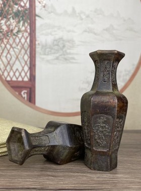 厂家批发复古做旧摆件仿古花瓶家居创意工艺品装饰品铜小花瓶