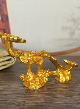 古玩杂项复古包浆鎏金镀金如意小摆件万事如意家居客厅桌面摆件