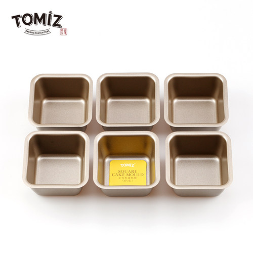 TOMIZ富泽商店烘焙器具长方形蛋糕模正方形蛋糕模6只装烘焙不粘 - 图2