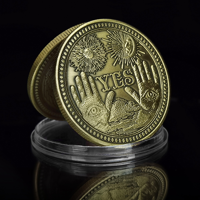 YES NO决策币魔术硬币收藏 复古古青铜许愿幸运币花式金币银币 - 图1