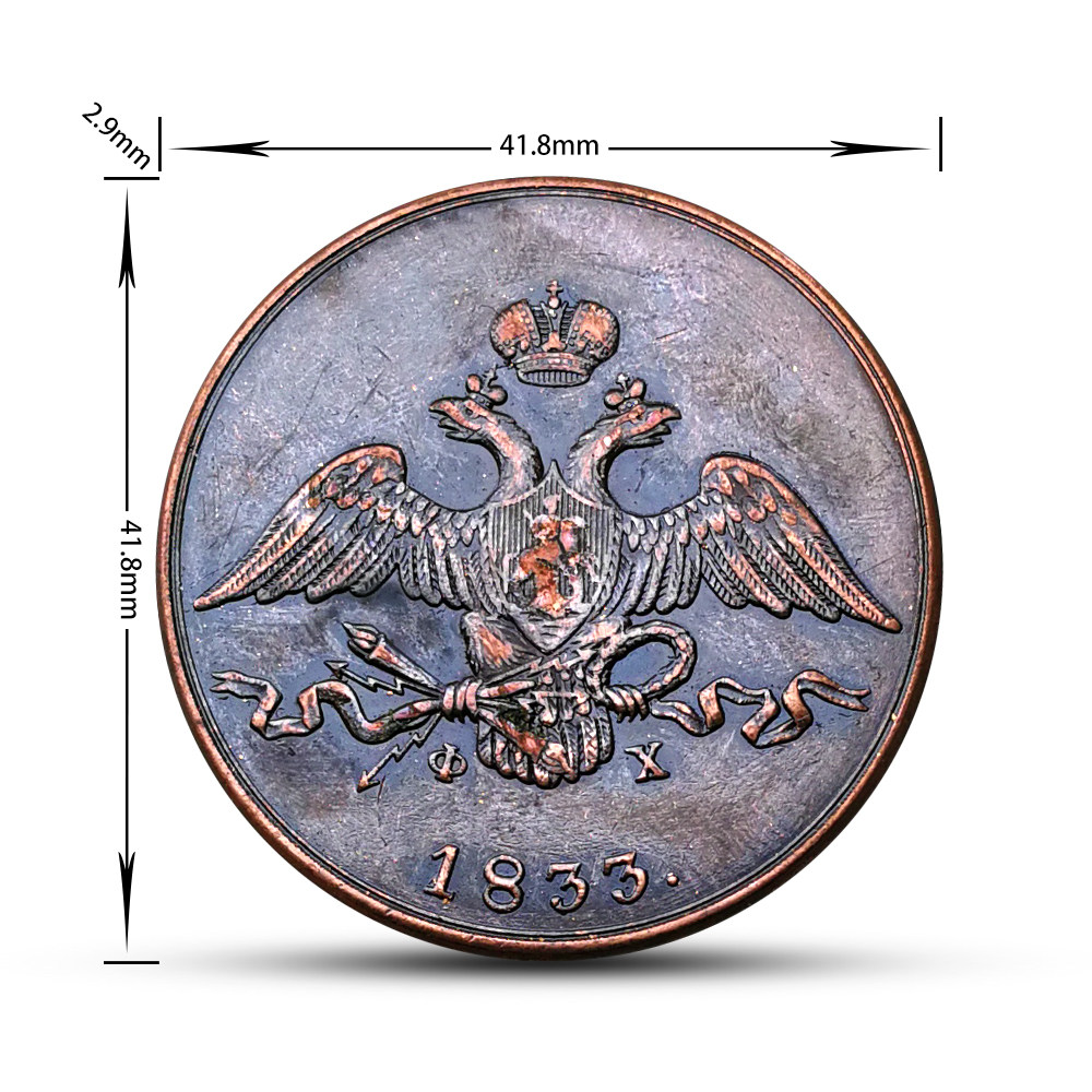 1833俄罗斯10戈比铜质仿古硬币复古风格沙皇双头鹰工艺品纪念章