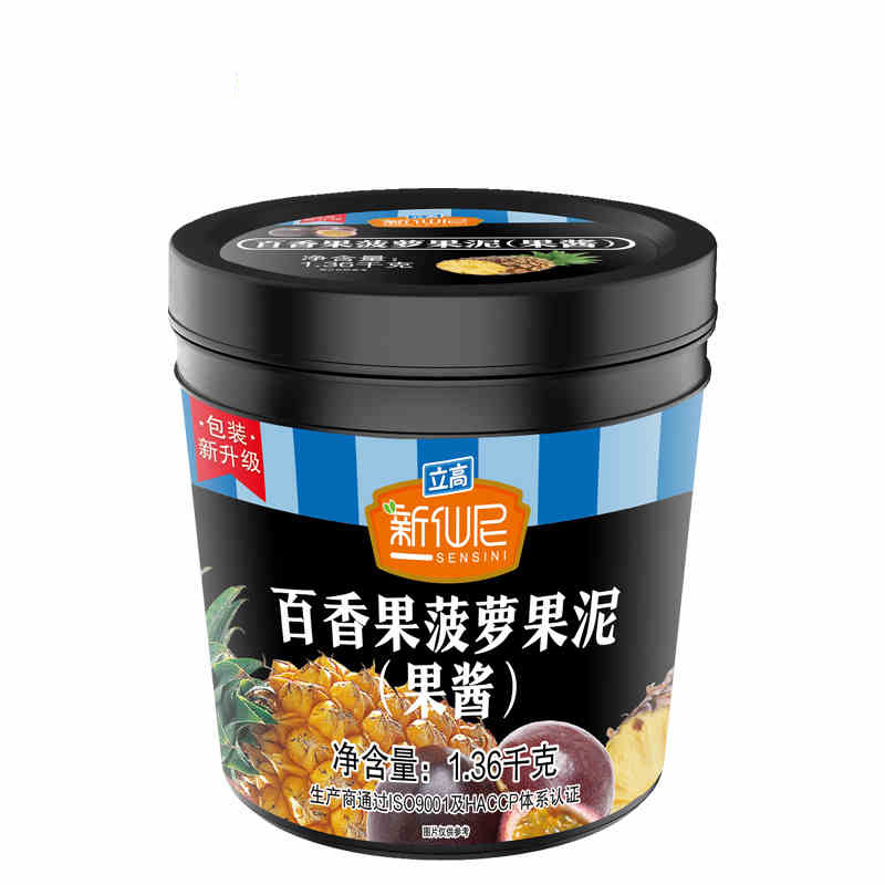 新仙尼百香果菠萝果泥果酱烘焙奶茶原料果汁果粒酱 1.36kg桶装-图3