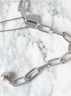 日韩暗黑风几何竹节项链