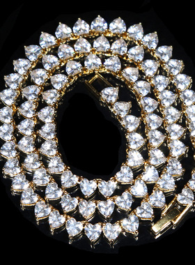 欧美心形锆石网球链男女嘻哈