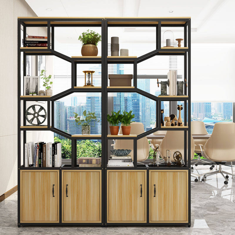 铁艺客厅玄关隔断柜屏风酒柜一体双面门厅展示架简约多层落地书架