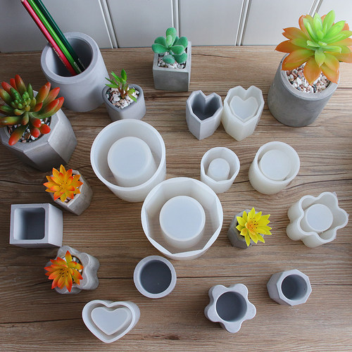 DIY自制水泥多肉花盆清水混凝土笔筒硅胶模具香薰石膏滴胶创意瓶 - 图1